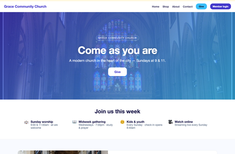 Lumen church website template
