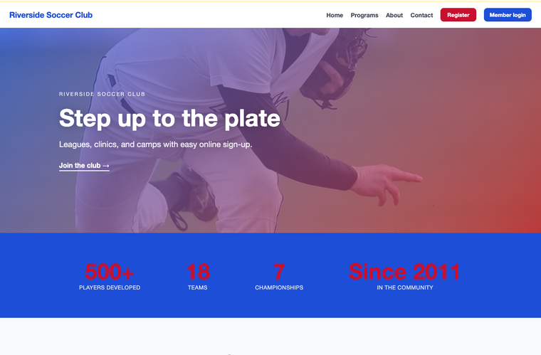 Diamond Club baseball website template