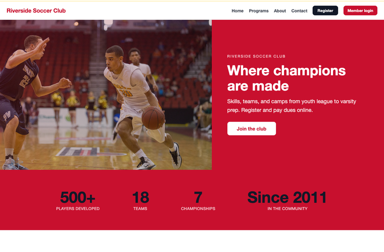 Hoops Academy basketball club website template