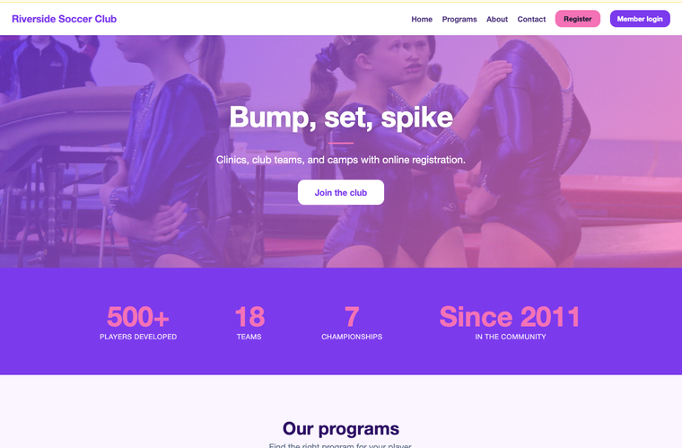Spike Club volleyball website template