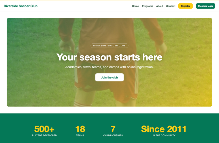 United FC soccer club website template